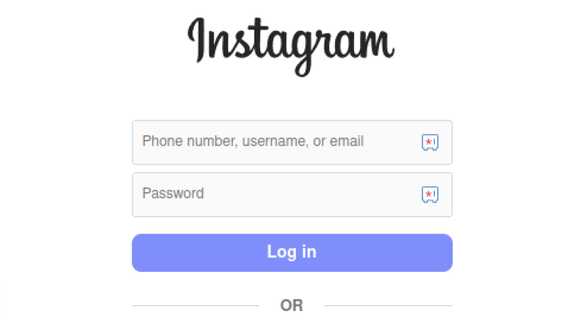 Instagram login